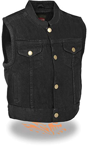 Milwaukee Leather MDK3920 Kids Black Denim Club Style Snap Front Vest - 3X-Large