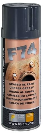 Faren F74 Grasso al Rame Spray, Lubrificante al Rame Antigrippante per Alte Temperature, Resistenza a Chimici e Acqua Salata, Prevenzione Usura Componenti, 400ml