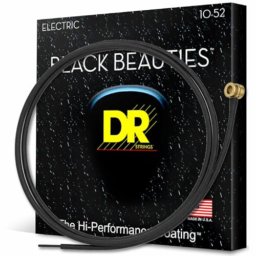 DR Strings BLACK BEAUTIES™ - Corde per chitarra elettrica, colore nero, da medio a pesante, 10-52