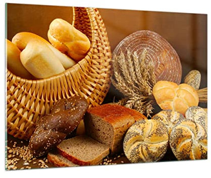 Bilder auf Glas 100x70cm Glasbild Bäckerei Brot Essen Groß Wanddeko Bild im Glas Schlafzimmer Küche Deko Wandbilder Dekoration Wohnzimmer Modern Wall Decor Glasdruck Wand Kunstdruck Art GAA100x70-2309