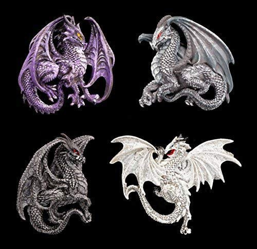 Kühlschrank Magnete - Drachen Legenden 4er Set - Fantasy Deko Figur