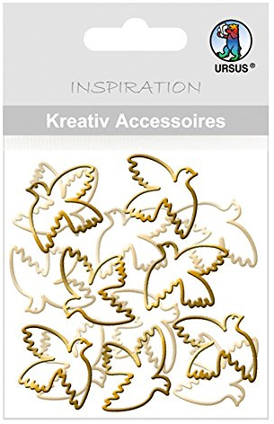 Ursus 56410051 - Kreativ Accessoires Mini Pack, Tauben, gold, selbstklebend, aus verschiedenen hochwertigen Materialien, geeignet zum Dekorieren von Grußkarten, Bilderrahmen und Geschenkboxen