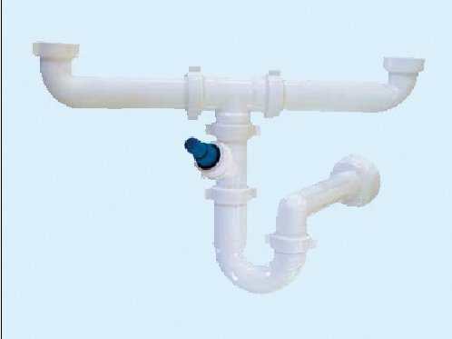 SIFONE IN PVC X LAVELLI A 2 VIE A BASSO INGOMBRO CON ATTACCO LAVASTOVIGLIE.