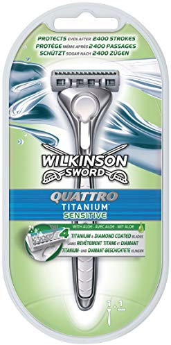 Wilkinson Sword Quattro Titanium Sensitive Rasierer, mit 1 Klinge, 1 St