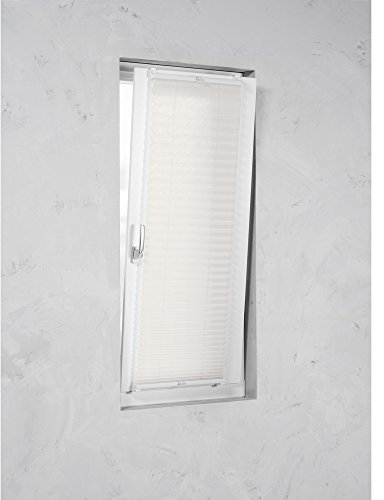 Easy-Shadow Klemmfix Plissee Faltstore in der Farbe weiß/Breite 37 cm x Höhe 160 cm / 37x160 cm/ 37 x 160 cm inkl. 4 Stück Klemmträger/Klemmhalter Montage ohne Bohren/Maßanfertigung