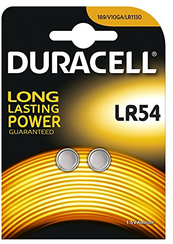 DURACELL Lot de 2 Lots de 2 Piles Bouton alcaline Electronics sous Blister LR54 1,5 Volt