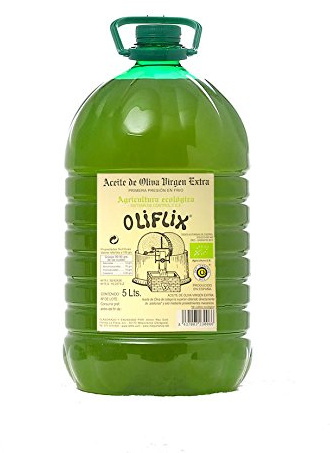 Oliflix. Aceite de oliva arbequina ecológico, Caja de 4 garrafas de 5 L