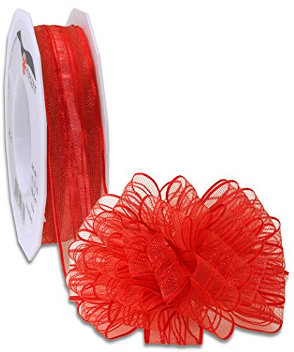 Präsent Venedig - Nastro con Fiocco Rosso, Larghezza 25 mm, Lunghezza 25 m