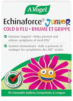 A.Vogel Echinaforce Junior Chewable Tabs | Organic Echinacea Tabs | Cold and Flu Symptoms Relief | Immune System Support | Children 2+ | 90Tabs