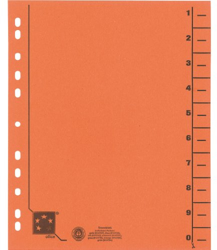 5 Star 914786 Trennblätter vollfarbig 30x24 cm, RC Karton 230 g/qm Inh.100, orange