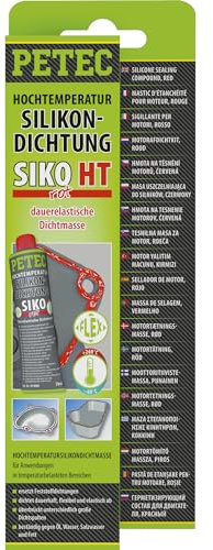 PETEC Hochtemperatur Silikon Dichtung in Motor Dichtmasse KFZ & Wohnwagen Dichtmittel für Metall Kunststoff (rot, 70 ml)