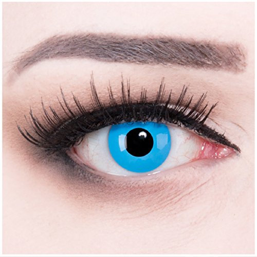 Funnylens Lenti a contatto azzurre con porta lenti a contatto Sky Angel - Demone, White Walker morbide comode da indossare, ideali per Halloween Manga Anime Cosplay o Carnevale senza correzione