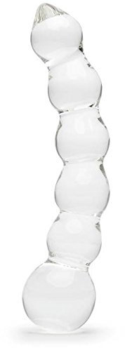 Lovehoney Sensual Glass Dildo | 7 inch Large Beaded Cock Couples Sex Toy | Long Anal Dildo for Temperature Play | Curved Penis G Spot & Prostate Massager Adult Sex Toys for Women & Men | Clear