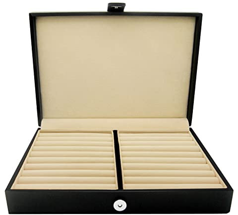 HONEY BEAR Kunstleder Herren/Damen Schmuck Box Schmuckkästen für Krawattennadel Manschettenknöpfe Schwarz