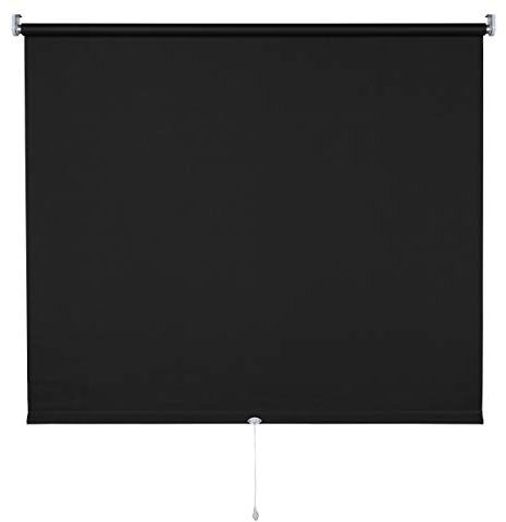 deko-raumshop Verdunkelungsrollo Springrollo Mittelzugrollo Rollo Breite 60 bis 200 cm Stoff lichtundurchlässig verdunkelnd abdunkelnd Fenster Sonnenschutz Hitzeschutz (200 x 180 cm, Schwarz)