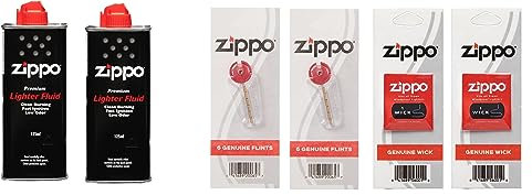 Lot 2 bidons d'essence 12 pierres à briquet 2 mèches