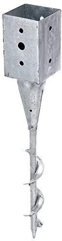 Alberts 208387 Einschraub-Bodenhülse | für Vierkantholzpfosten | feuerverzinkt | 91 x 91 mm | Gesamtlänge 595 mm