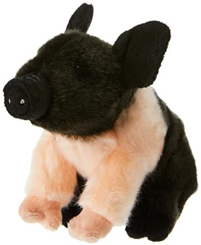 Living Nature Cochon Noir et Rose, Animal de la Ferme en Peluche Doux et Réaliste, Peluche Écologique Naturli, 17 cm