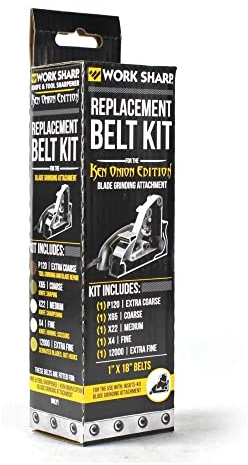 WORK SHARP™® - Blade Grinding Attachment Belt Kit - Industrie Schärfband 5 er Set - je 1 Profi Gewebe-Schleifband P120, X65, X22, X4 & 12.000 Micromesh - Hochwertiger Schärfer