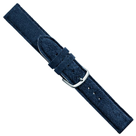 Uhrbanddealer Uhrenarmband Unisex 18mm, Ersatzband Venice, Kalbsleder Rauleder Blau matt, 248018s