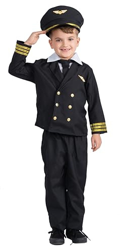 Dress Up America Pilot Costume for Boys and Girls - Airline Captain Uniform for Kids - Role Play Dress Up for Children