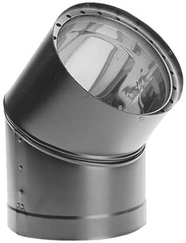 DuraVent 6DVL-E45 DVL Galvanized Steel/Stainless Steel Double Wall Wood Burning Stove 45 Degree Elbow Connector, 6 Inch Diameter