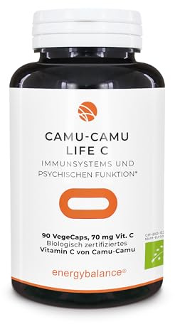 EnergyBalance Camu-Camu life C - Kapseln mit natürlichem Bio Vitamin C, Antioxidantien - Vegan, Glutenfrei - 90 VegeCaps à 70 mg
