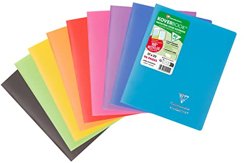 Clairefontaine 951511C - Heft Koverbook geheftet 170 x 220 mm, 48 Blatt, 90g, liniert mit Rand, farbig sortiert, 1 Stück