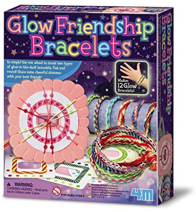 4M 00-04662 Kit per Creare Braccialetti dell'Amicizia Fosforescenti | Multicolore | Set Creativo Fai-da-Te per Ragazze | Braccialetti Luminosi al Buio