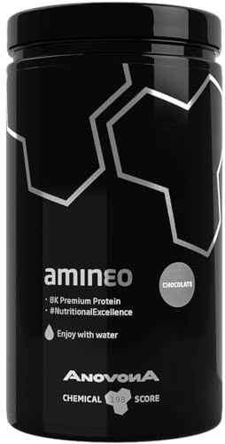 AnovonA amineo Chocolate - Aminosäuren-Komplex mit 8 essentiellen Aminos (EAAs und BCAAs) und Whey-Protein - höchster Chemical Score von 196 (525 g Dose)