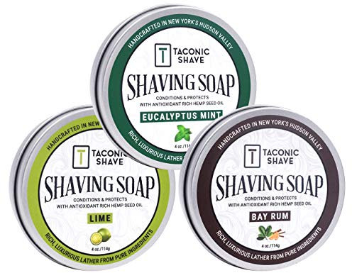 Taconic Shave Friseurladen Qualität 3 Rasierseife Variety Pack - Mit Antioxidans-reiche Hanfsamenöl