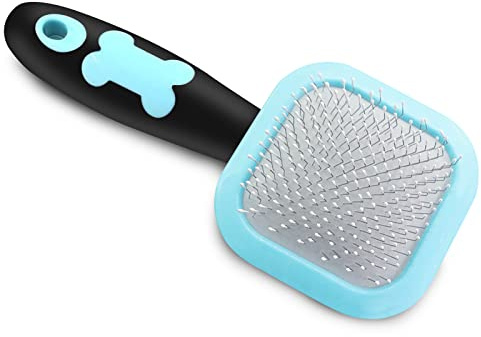 PETPAWJOY Slicker Brush, Dog Brush Gently Cleaning Pin Brush For Shedding Dog Hair Brush For Small Dogs Puppy Yorkie Poodle Rabbits Cats One Size Blue