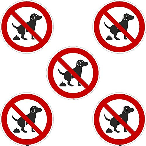 Kleberio® 5 Selbstklebende PVC Aufkleber 100 mm 10 cm - Hier kein Hundeklo - für Innen & Außen geeignet Piktogramm Hinweis Aufkleber