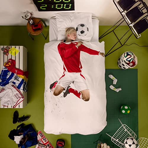 Snurk Biancheria da Letto Professionale da Calcio in Percalle di Cotone in Rosso