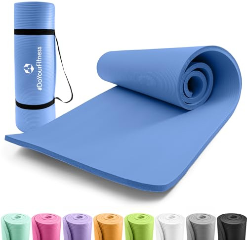 #DoYourFitness x World Fitness | fitnessmatta Yamuna | 183 x 61 x 1,5 cm | ftalatfri och halkfri | Gymnastikmatta perfekt för yoga, pilates, fitness, utomhus på studion och hemma | blå