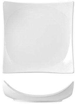 H&H 9080302 Piatto Porcellana Quadro Fondo Cm 22.5 Arredo Tavola, Bianco