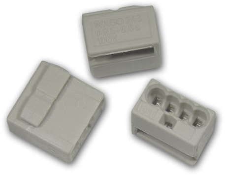 100 WAGO Micro-Steckklemmen 4x 0,6-0,8 mm² - grau