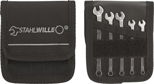 STAHLWILLE 16/5 l Ring-Maulschlüssel Set 5-tlg. (SW 3,2 – 5 mm) l Mini Schraubenschlüssel in praktischer Rolltasche l Made in Germany