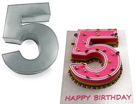 EUROTINS Small Number Birthday Wedding Anniversary Cake Tin – 10” x 8” (2.5” deep) (5)