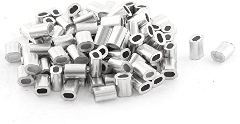 Sourcingmap Oval Aluminum Sleeves Clamps for 1mm Wire Rope Swage Clip 100pcs