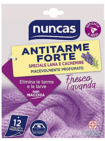 Nuncas Antipolillas fuerte fresco lavanda 12 hojas