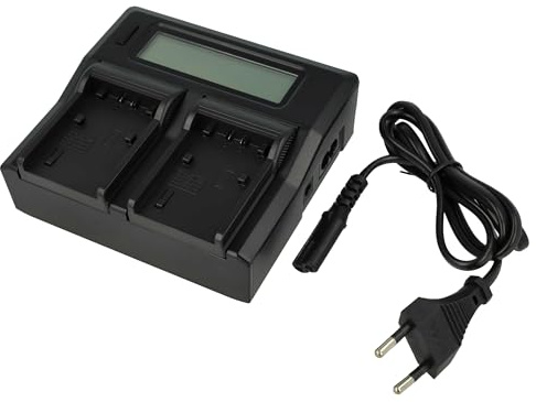 vhbw Dual Ladegerät kompatibel mit Sony Alpha 390L | a290, A230, A230L, A230Y Kamera Camcorder/Akku - Ladeschale mit Display, Ladeanzeige, 5 V