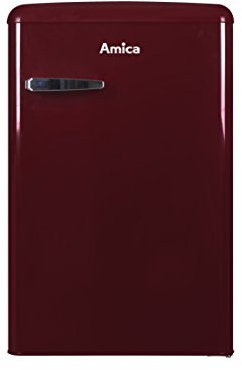 Amica KS 15611 R Retro Kühlschrank mit Gefrierfach / Wine Red (Weinrot) / 88cm (H) x 55cm (B) x 62cm (T) / Retro-Design