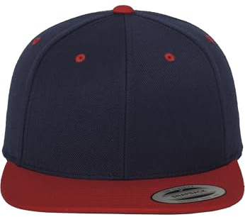Flexfit Unisex klassisk Snapback 2-tons keps, för kvinnor och män, finns i 17 färger, en storlek passar alla, Marinblå/röd, one size