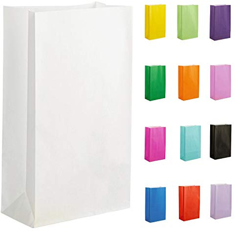 Thepaperbagstore 20 Weiße Papier-Partytüten für Geschenke 14 x 24.5 x 7 cm | Starke, recycelbare Kraftpapier-Partytüten, ideal für Gastgeschenke, Süßigkeiten, Geschenke, Leckereien und besondere Events.