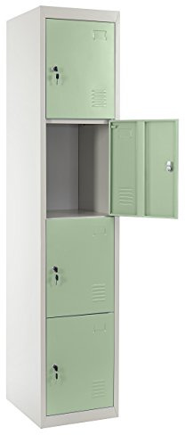 Mendler Schließfach Boston T163 180x38x45cm - grün | Schließfachschrank, Wertfachschrank, Spind, Metall