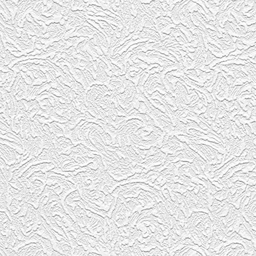 Manhattan Comfort Jacob Series Vinyl Textured and Paintable Design Large Wallpaper Roll, 21 W x 33' L, White