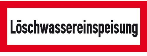 Indigos UG Aufkleber Löschwassereinspeisung Hinweisschild Brandschutz 42,00x14,8 cm - selbstklebender Sicherheits Aufkleber für Tür oder Wand - Warnschild für Gebäude, Hotel, Büro, Firma, Haus, Praxis