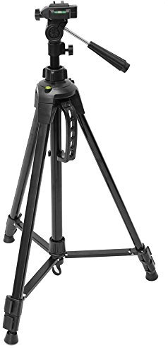 eyepower Treppiedi Sostegno Telecamera Fotocamera per Foto Video | Supporto Regolabile in Altezza 160 cm | con manovella e Testa a 3 Vie Sistema di sgancio rapido | incl Sacca per Il Trasporto