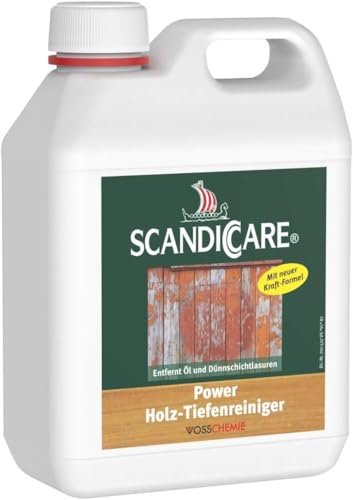 Scandiccare Power Tiefenreiniger Holz 1,0L | Aufheller & Holzreiniger für Terrasse, Gartenmöbel, Holzbalkone, Holzfliesen und Gartenzäune